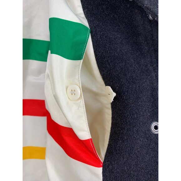 Pendleton Womens Wool Coat Charcoal Gray With Striped Lining Medium RX10348 EUC - Picture 11 of 15